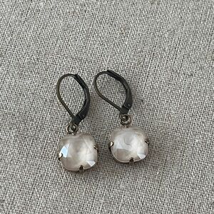 Swarovski Cushion Cut Earrings Ivory Linen